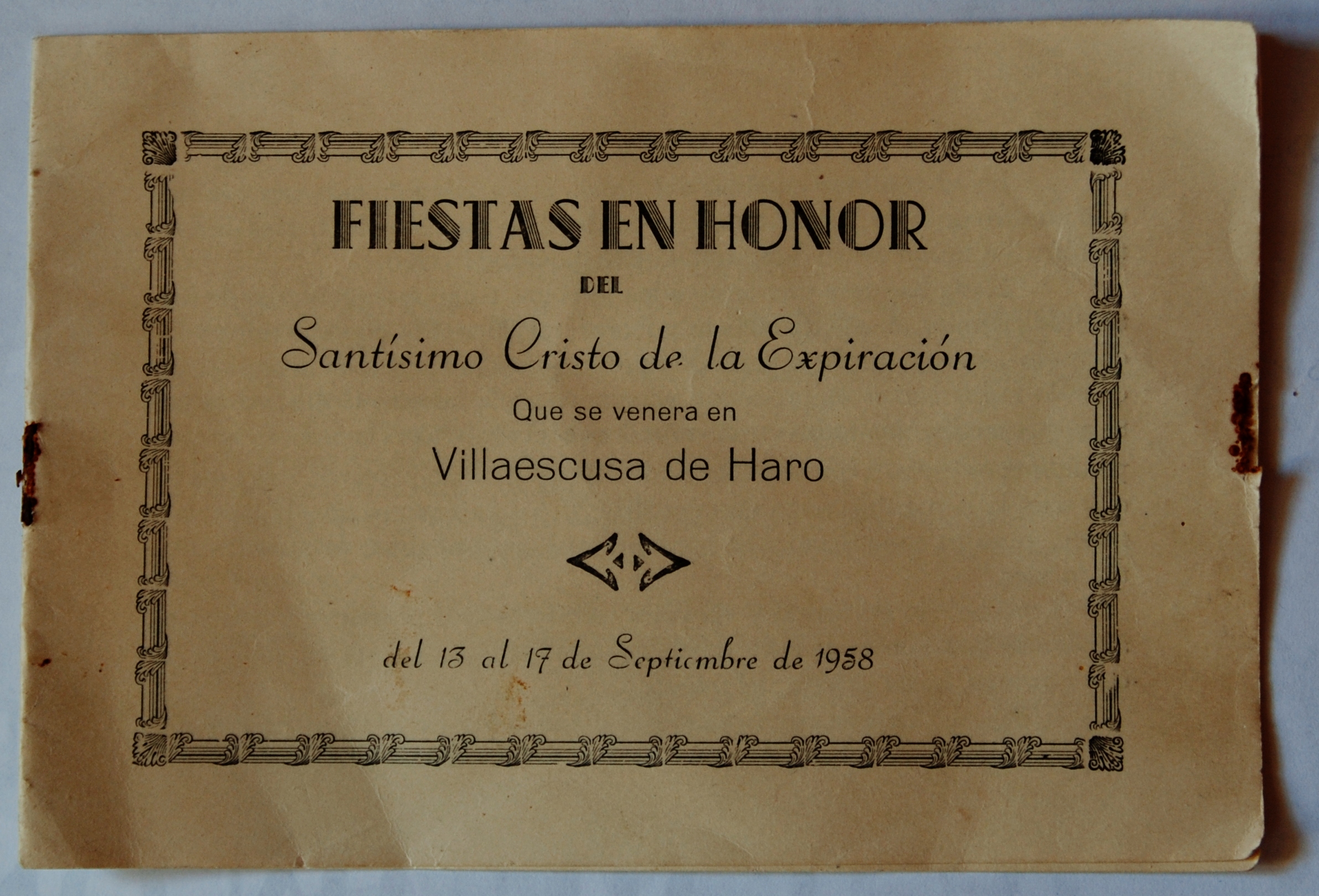 Fiestas patronales en honor a Nuestra Señora de Favor y Ayuda y el Santísimo Cristo de la Expiración 1958 Villaescusa de Haro
